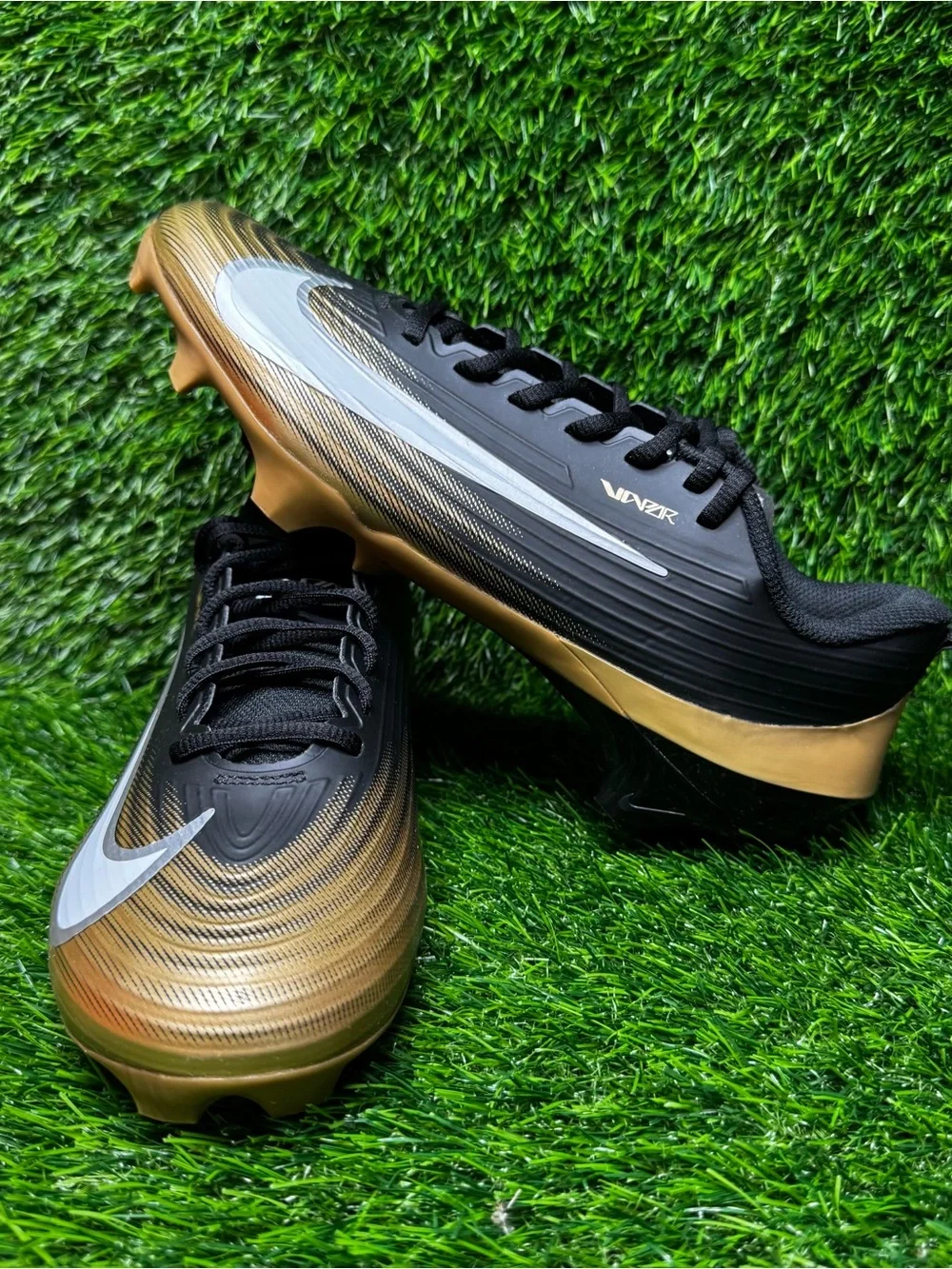 Size 9 - Mens Nike Vapor Speed 3 Black Gold Football Cleats - FB3303 003